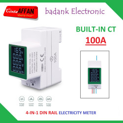 4-IN-1 DIN RAIL Electricity Power Meter 220V 100A Built-in Internal CT